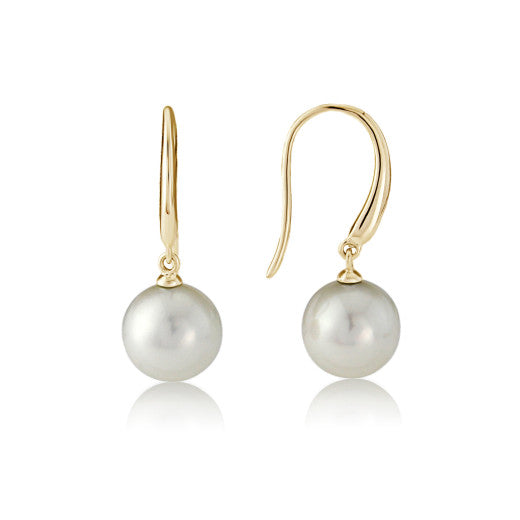 YELLOW GOLD PEARL DROP EARRINGS