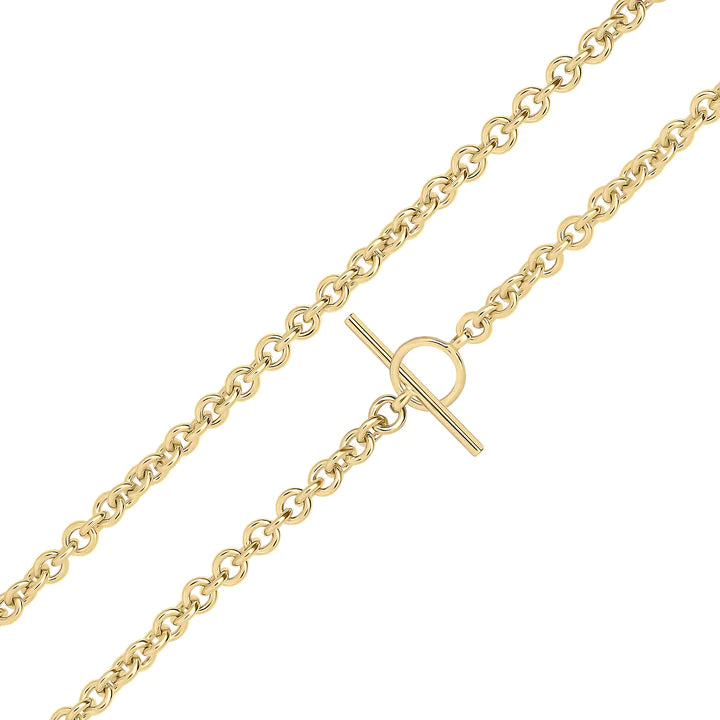 YELLOW GOLD T-BAR CLASP BRACELET