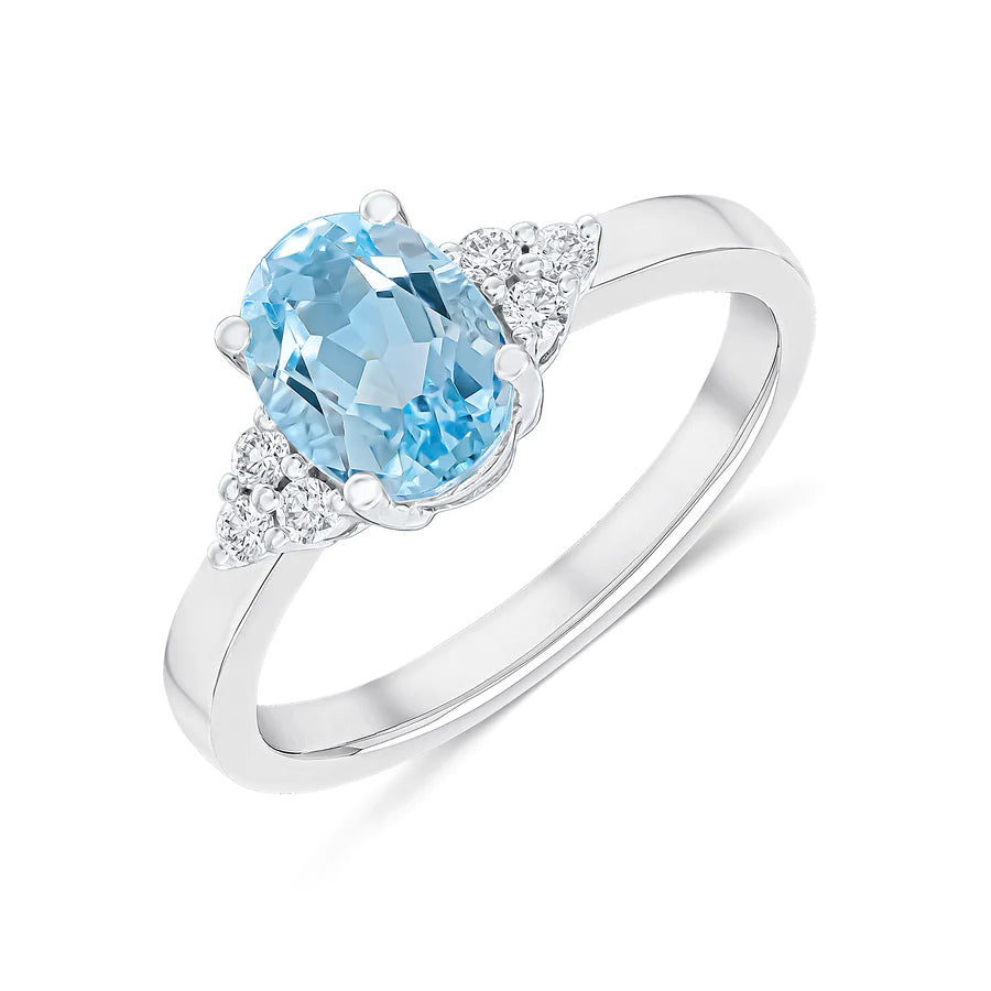 OVAL CUT AQUAMARINE ENGAGEMENT RING - Main Image