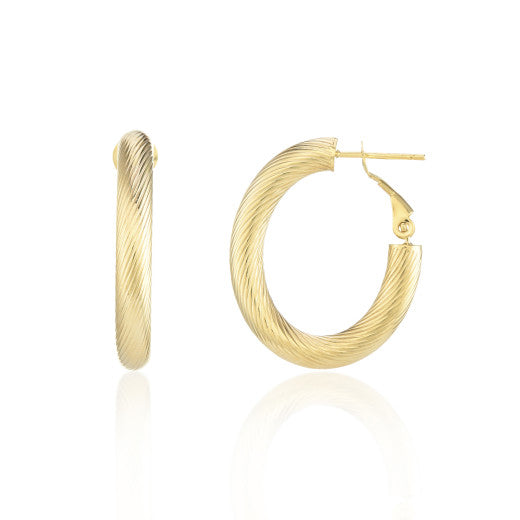 SOPHISTICATED 9K YELLOW GOLD TWIST TEXTURE HOOP EARRINGS- HARROGATE