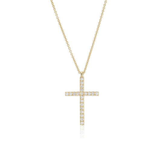 9K WHITE GOLD DIAMOND CROSS PENDANT NECKLACE- HARROGATE