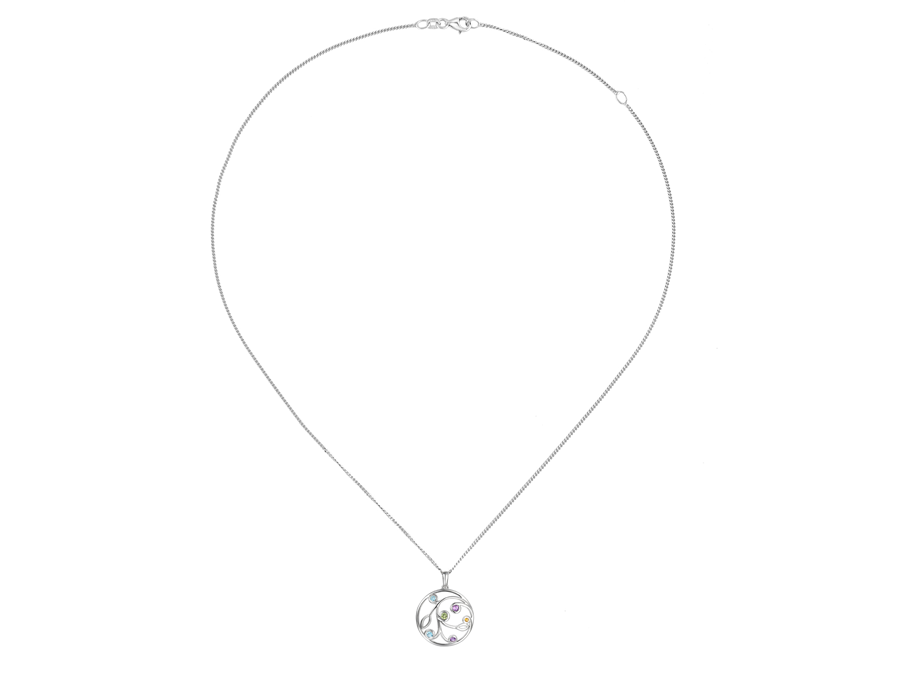 COLOURED GEMSTONE SILVER NECKLACE