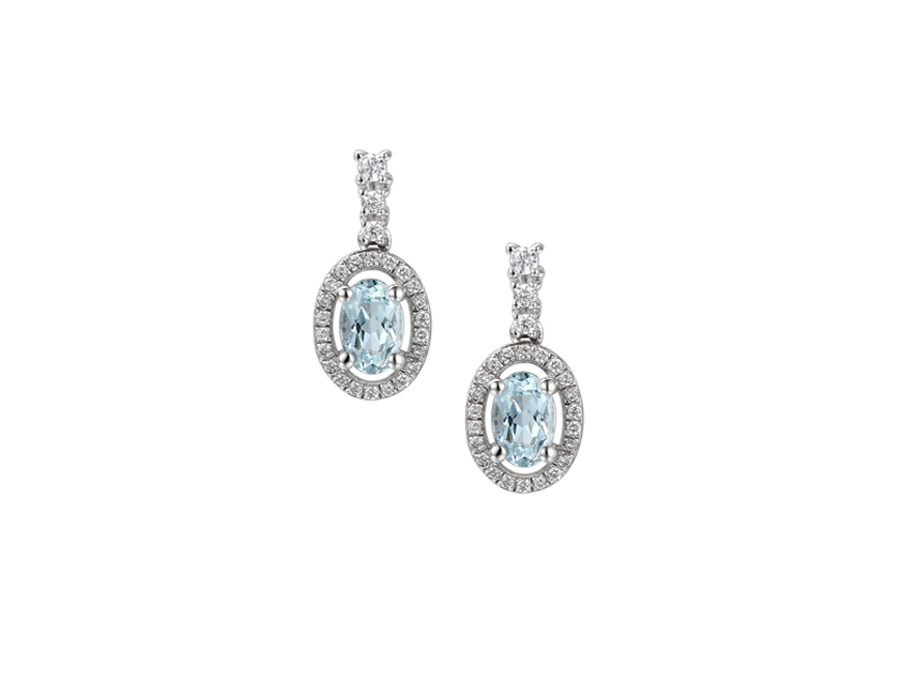 AQUA BLUE SILVER DROP EARRINGS