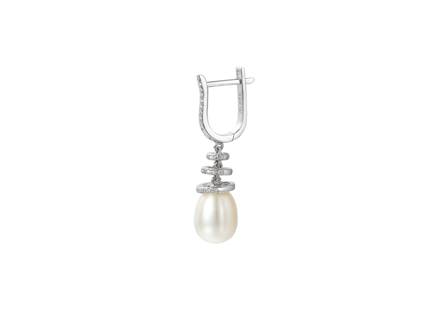 SILVER PEARL DROP EARRINGS