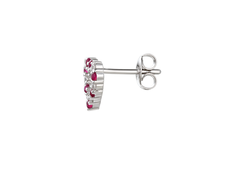 RUBY SILVER AND CZ HEART EARRINGS