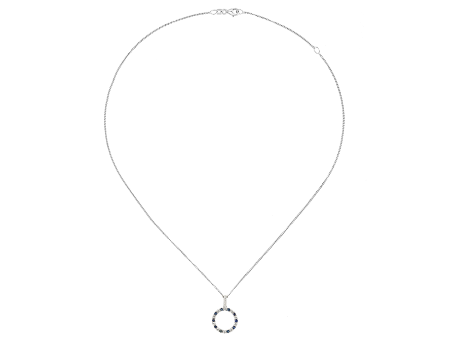 SAPPHIRE AND CZ CIRCLE OF LIFE SILVER NECKLACE