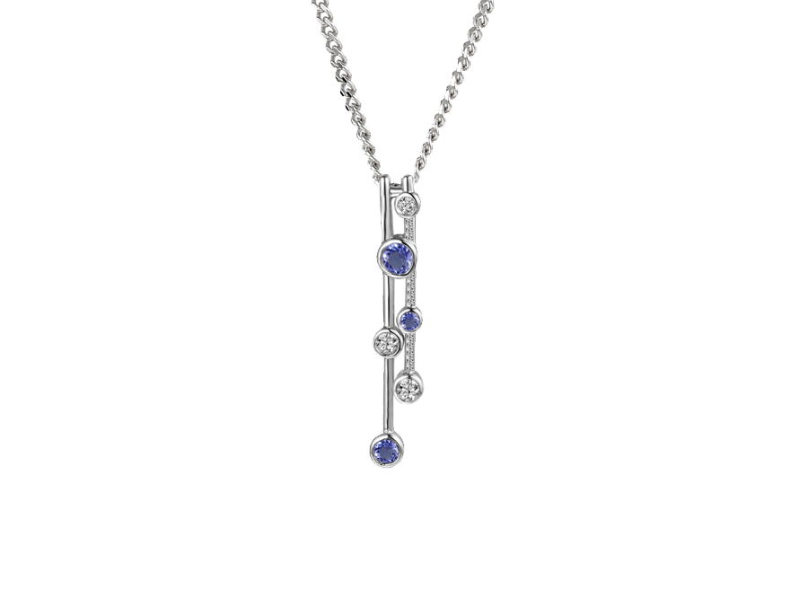 TANZANITE SILVER RAINDANCE  NECKLACE
