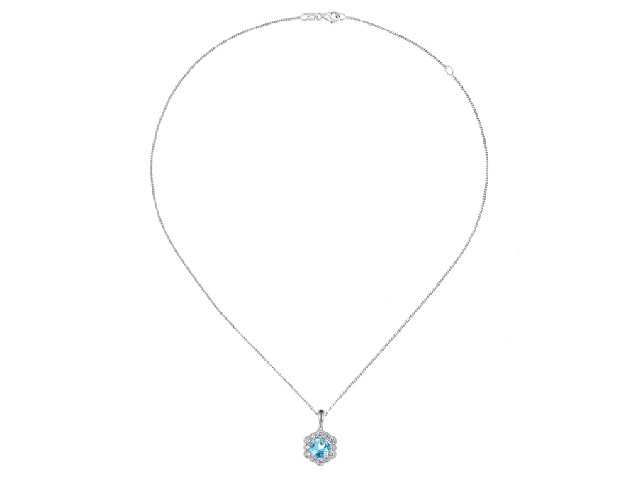 BLUE TOPAZ AND CZ SILVER NECKLACE