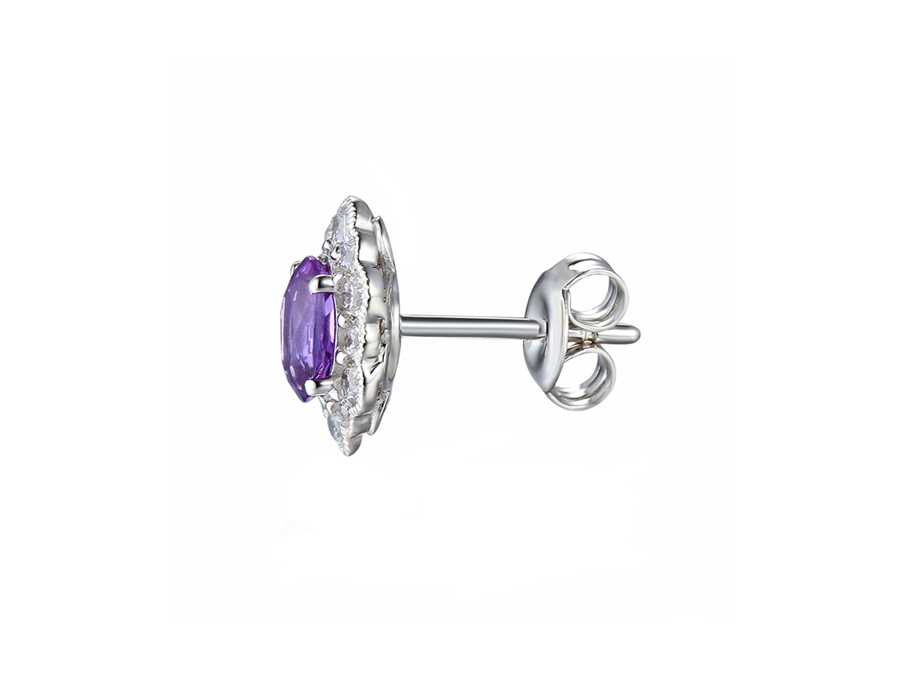 OVAL AMETHYST SILVER EARRINGS