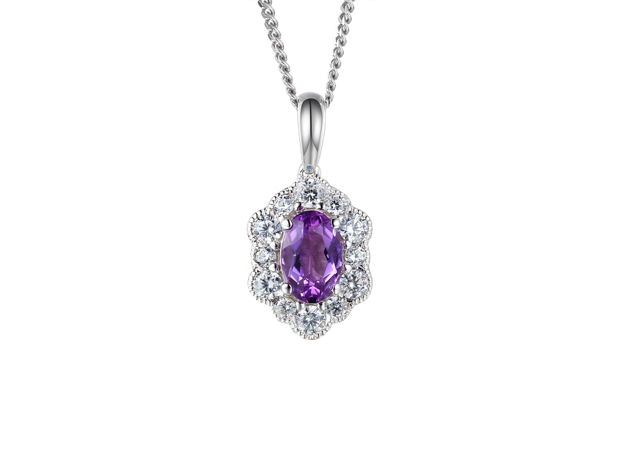 OVAL AMETHYST SILVER NECKLACE