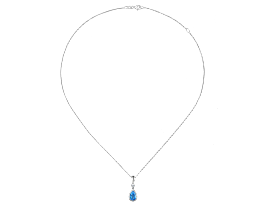 BLUE TOPAZ PEAR DROP SILVER NECKLACE