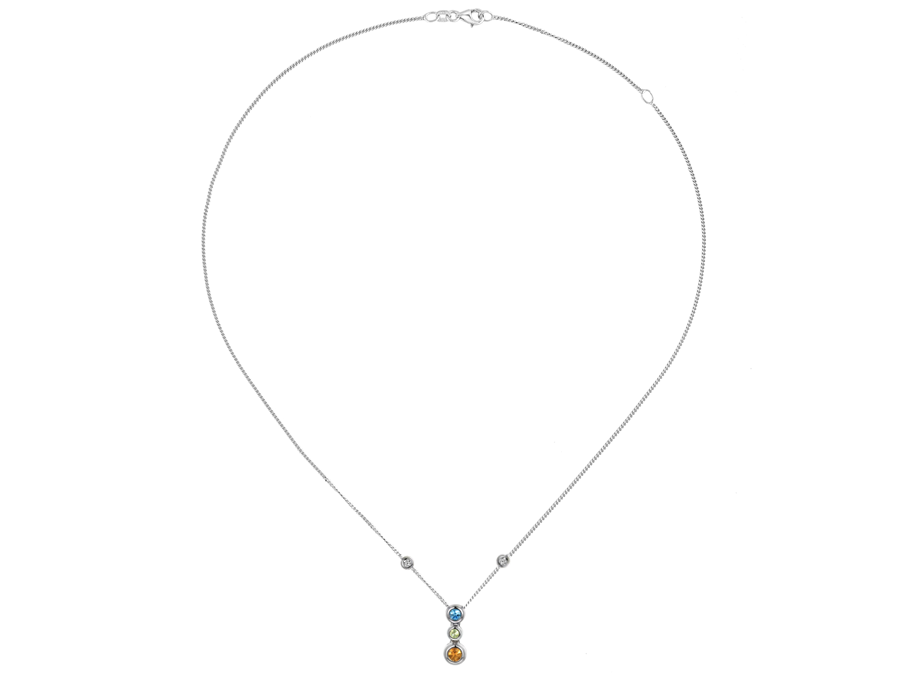 COLOURED GEMSTONE SILVER NECKLACE
