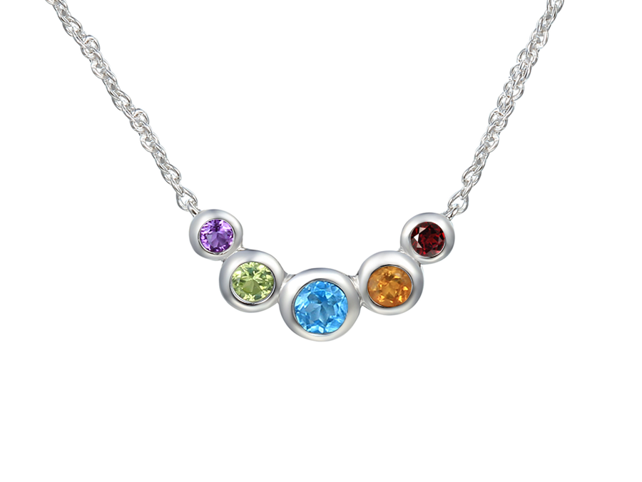 COLOURED GEMSTONE SILVER NECKLACE
