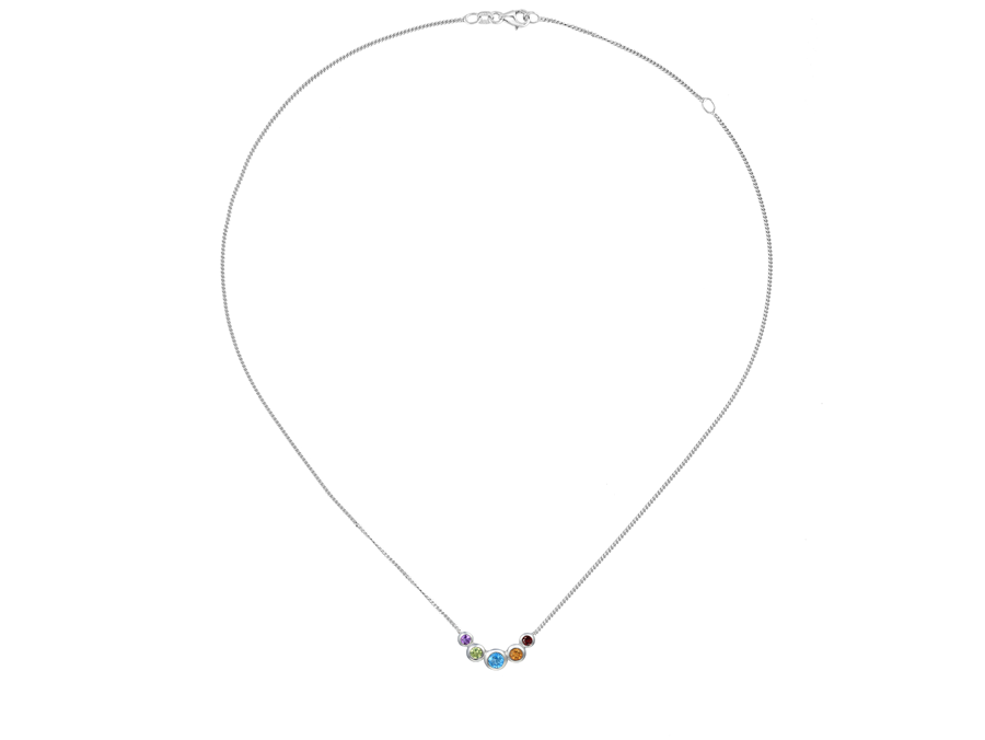 COLOURED GEMSTONE SILVER NECKLACE