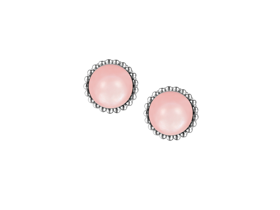 PINK MOTHER OF PEARL SILVER EARRINGS