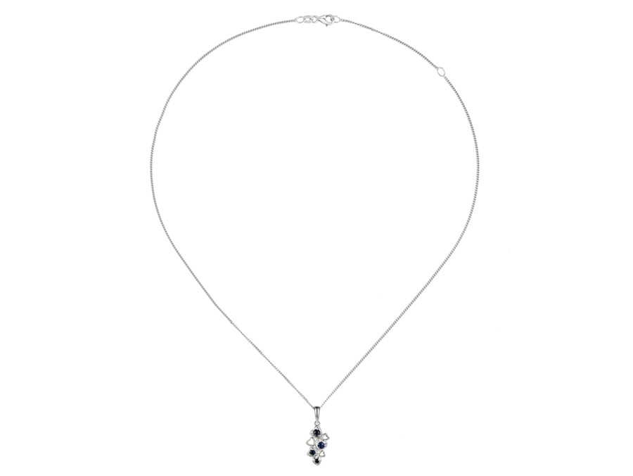 SILVER  HEART NECKLACE WITH SAPPHIRES