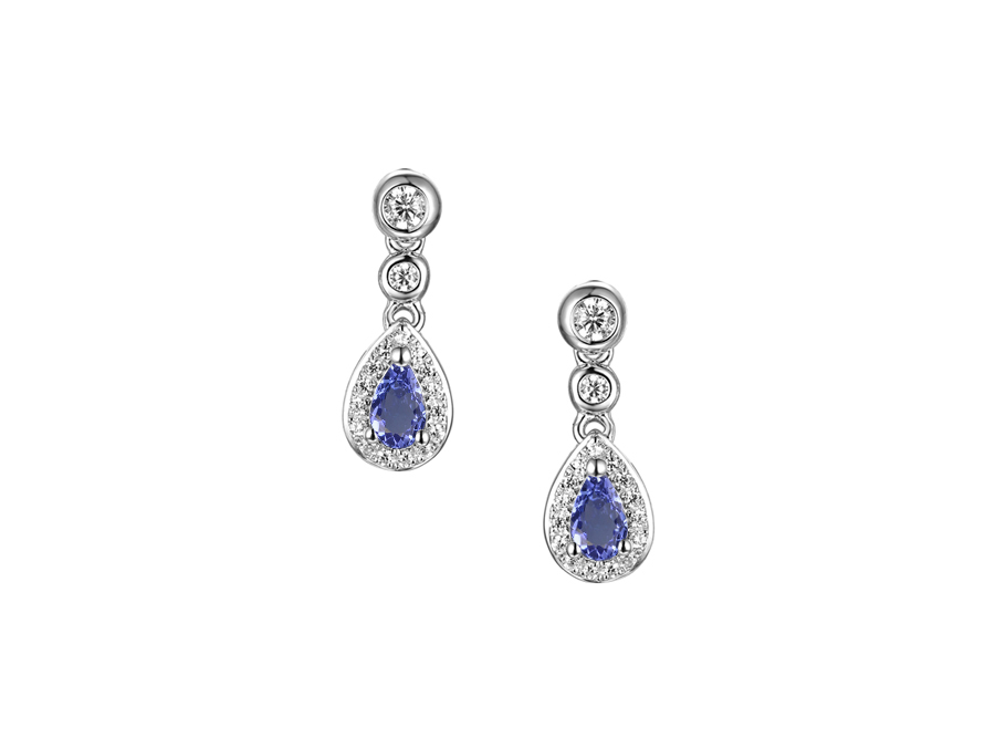 TANZANITE PEAR DROP SILVER EARRINGS