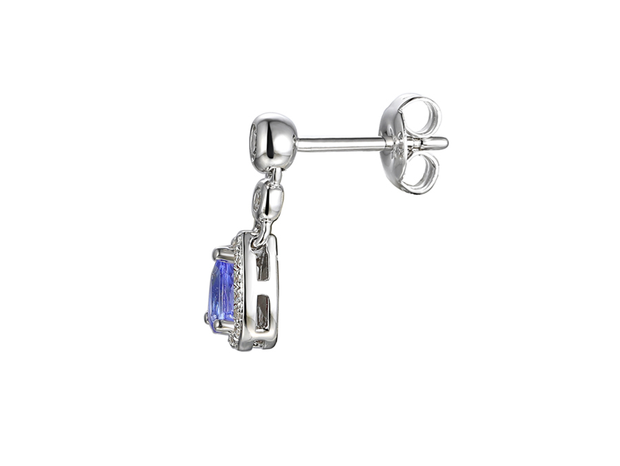 TANZANITE PEAR DROP SILVER EARRINGS