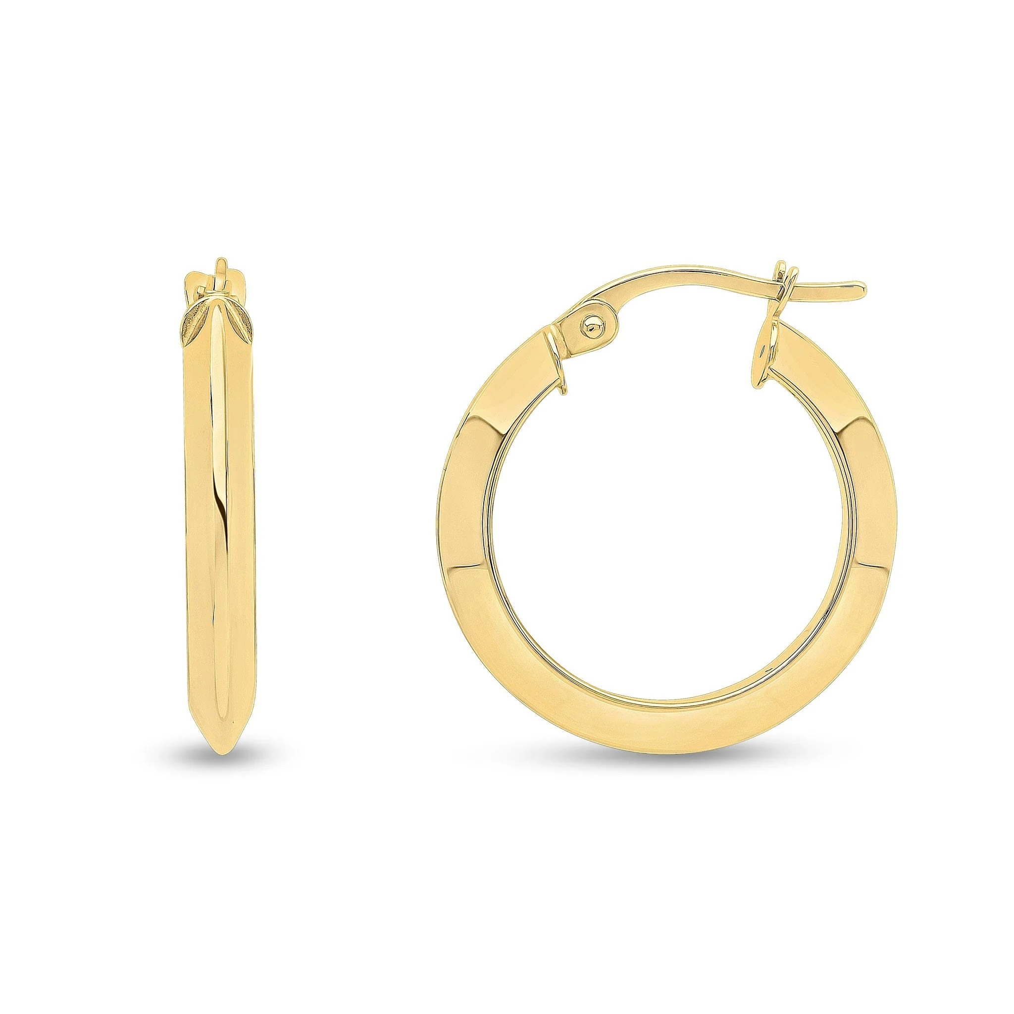 9k yellow gold kinfe edge hoop earrings, from fogal and barnes fine jewellers of harrogate. unique jewellery shop in Harrogate