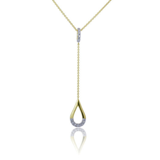 9K YELLOW GOLD DIAMOND TEAR DROP PENDANT NECKLACE- HARROGATE