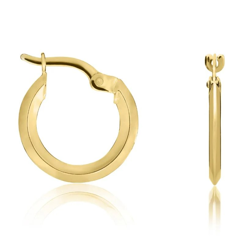 9k yellow gold knife edge hoop earrings rom Fogal and Barnes fine jewellers of Harrogate. Jewellery shop in Harrogate
