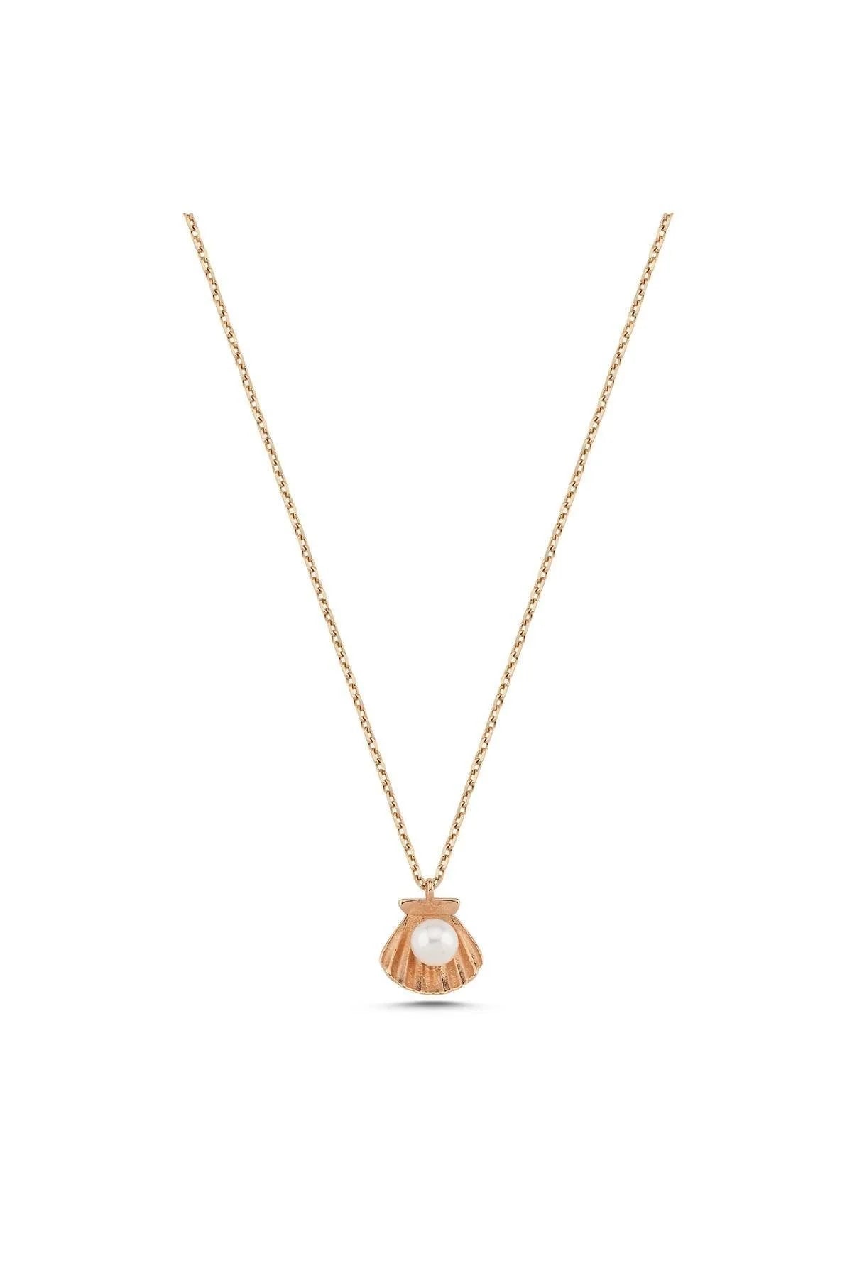 9k rose gold pearl 4mm on seashel necklace harrogate jewellers