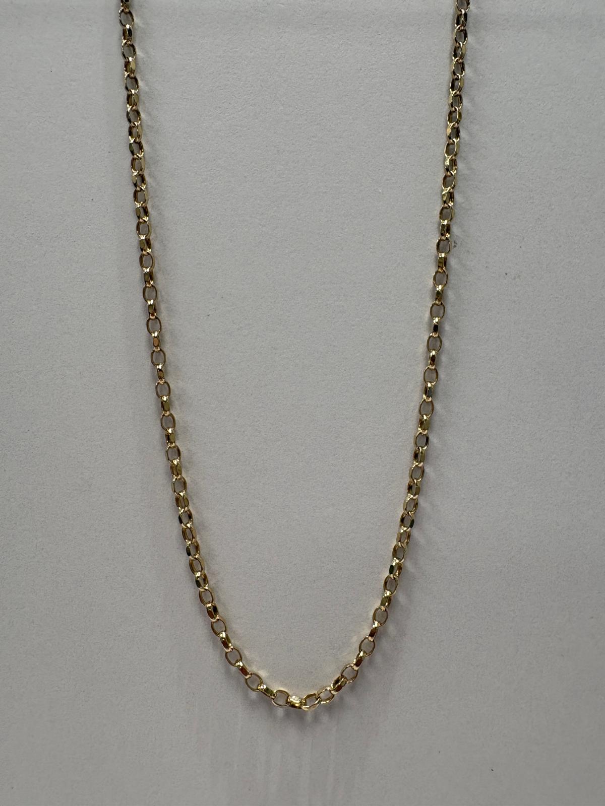 Preloved 9ct yellow gold chunky oval belcher link chain 18 inches 9.11g shown on white background, available at Fogal & Barnes Harrogate
