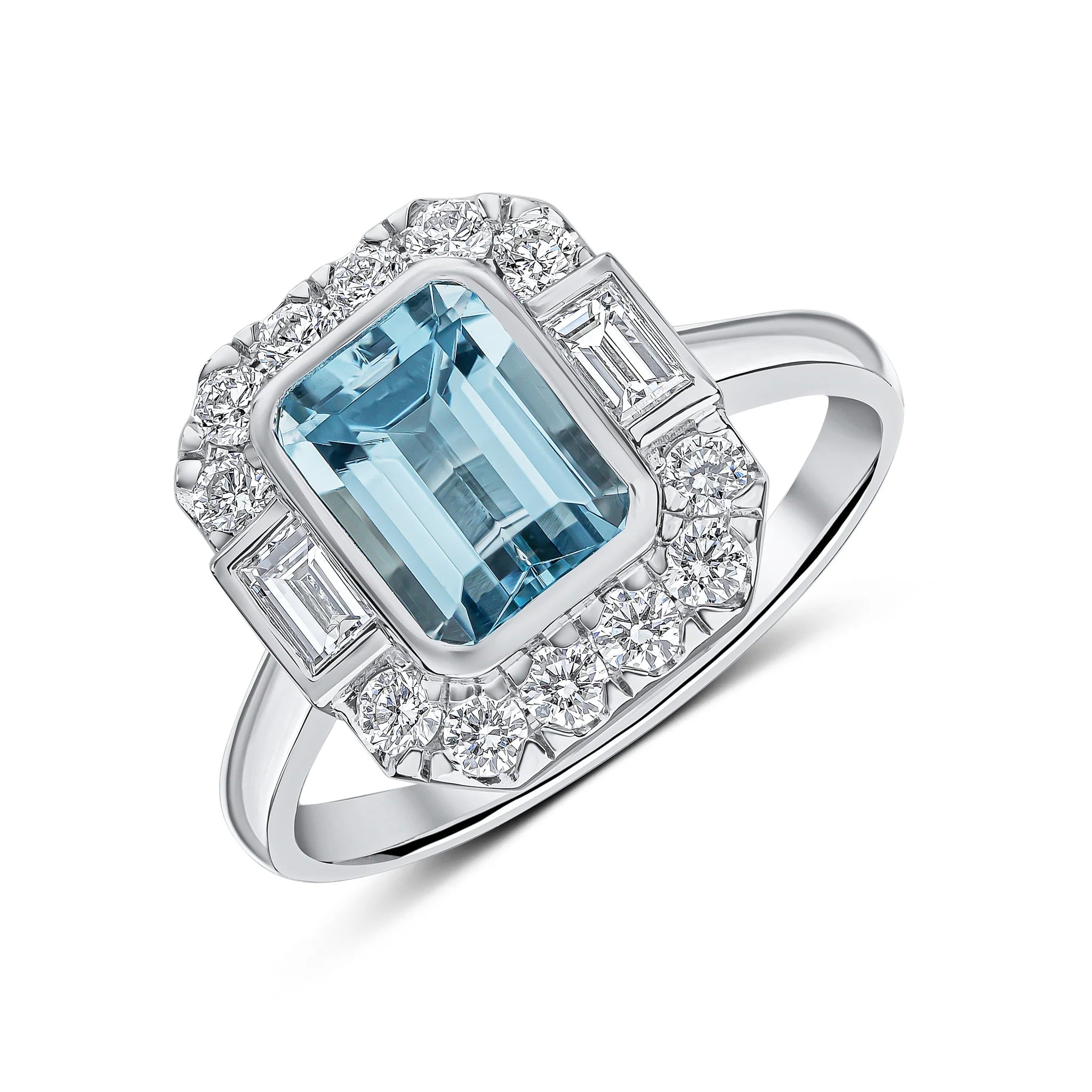 AQUAMARINE CLUSTER ENGAGEMENT RING
