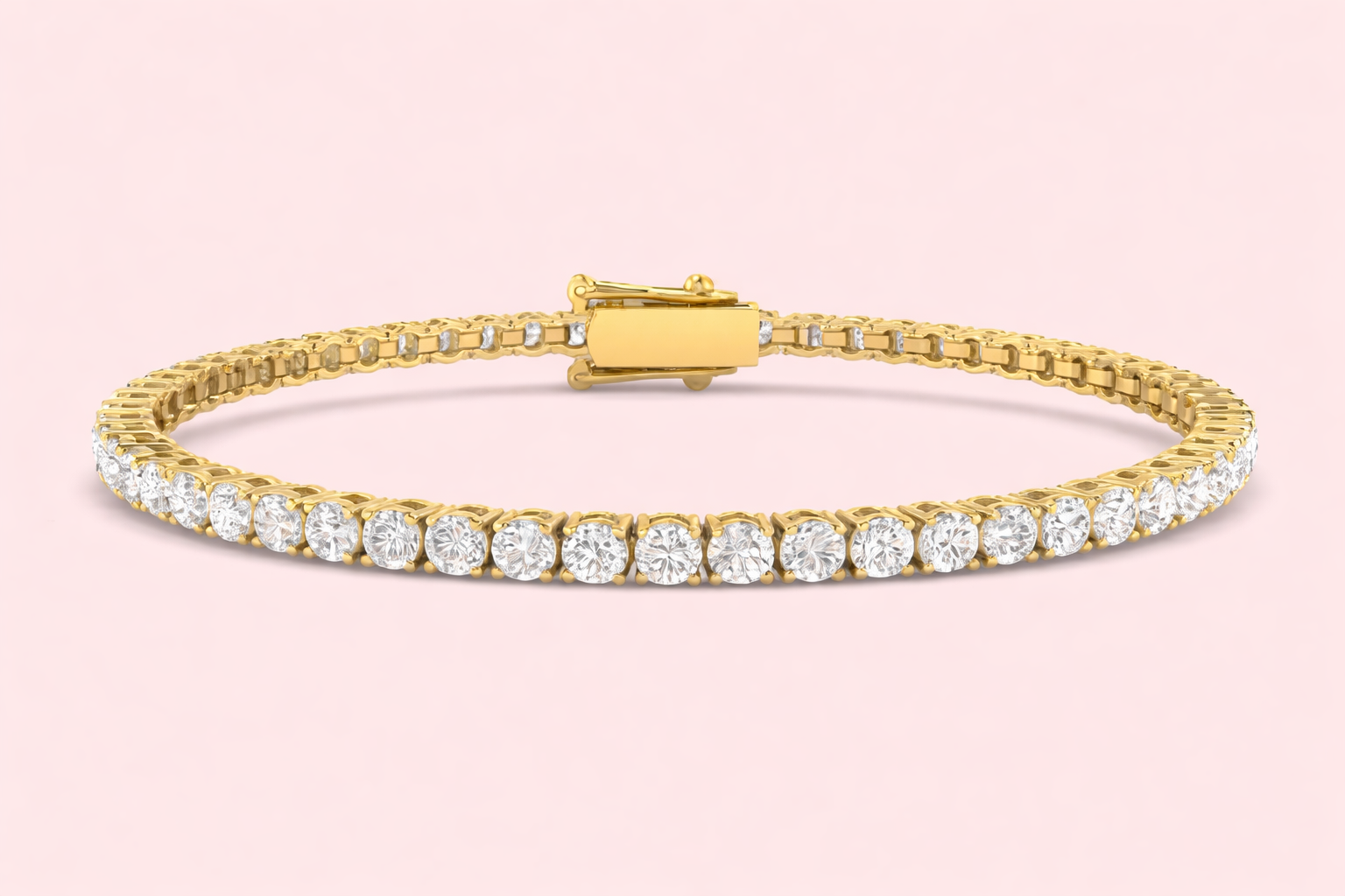 Luxury lab-grown diamond tennis bracelet in yellow and white gold, bespoke fine jewellery by Fogal and Barnes Harrogate UK