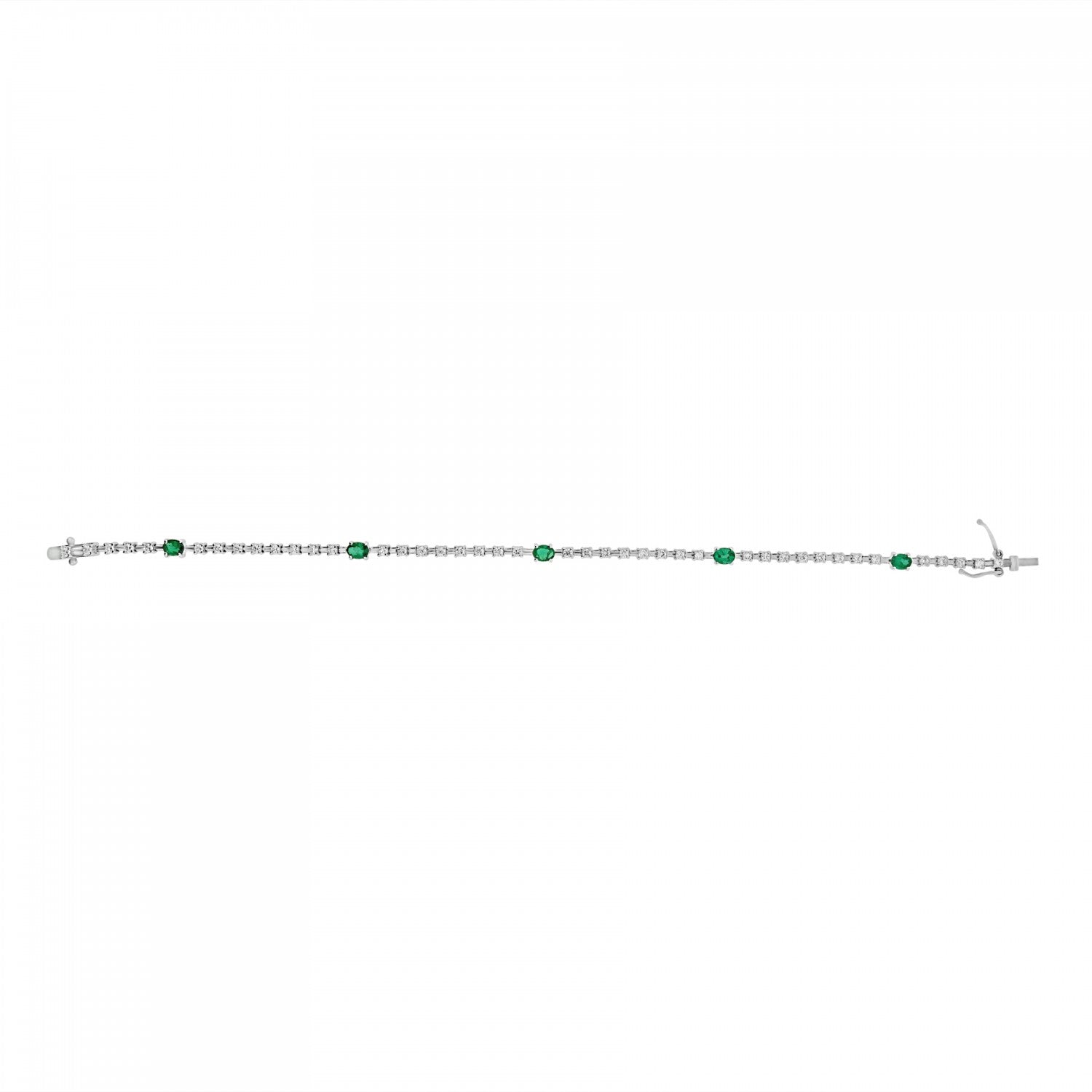 OVAL EMERALD & DIAMOND LINE BRACELET