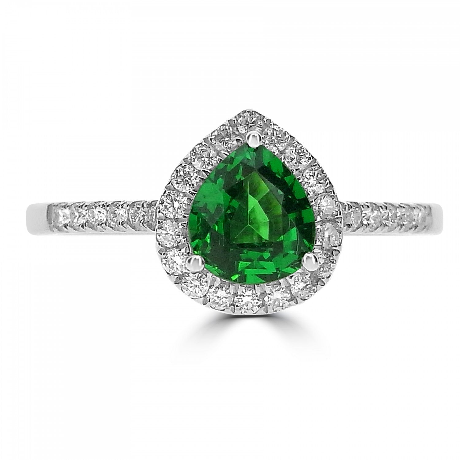 TSAVORITE & DIAMOND HALO ENGAGEMENT RING