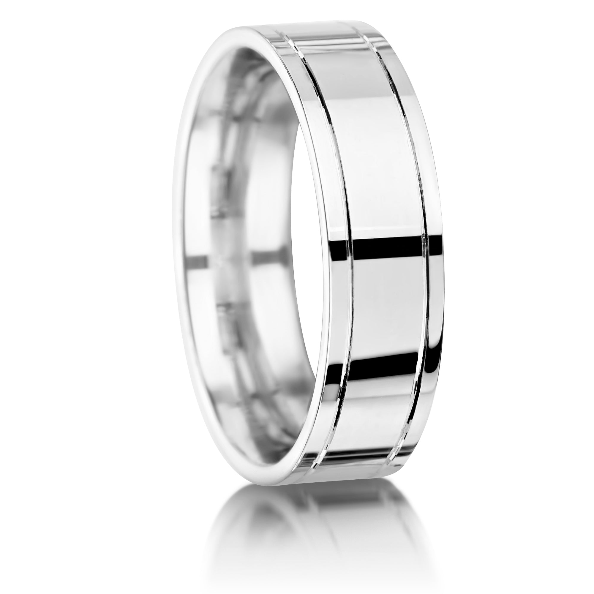 PLAIN TRADITIONAL SLIGHT COURT GROOVED EDGE MEN'S WEDDING RING