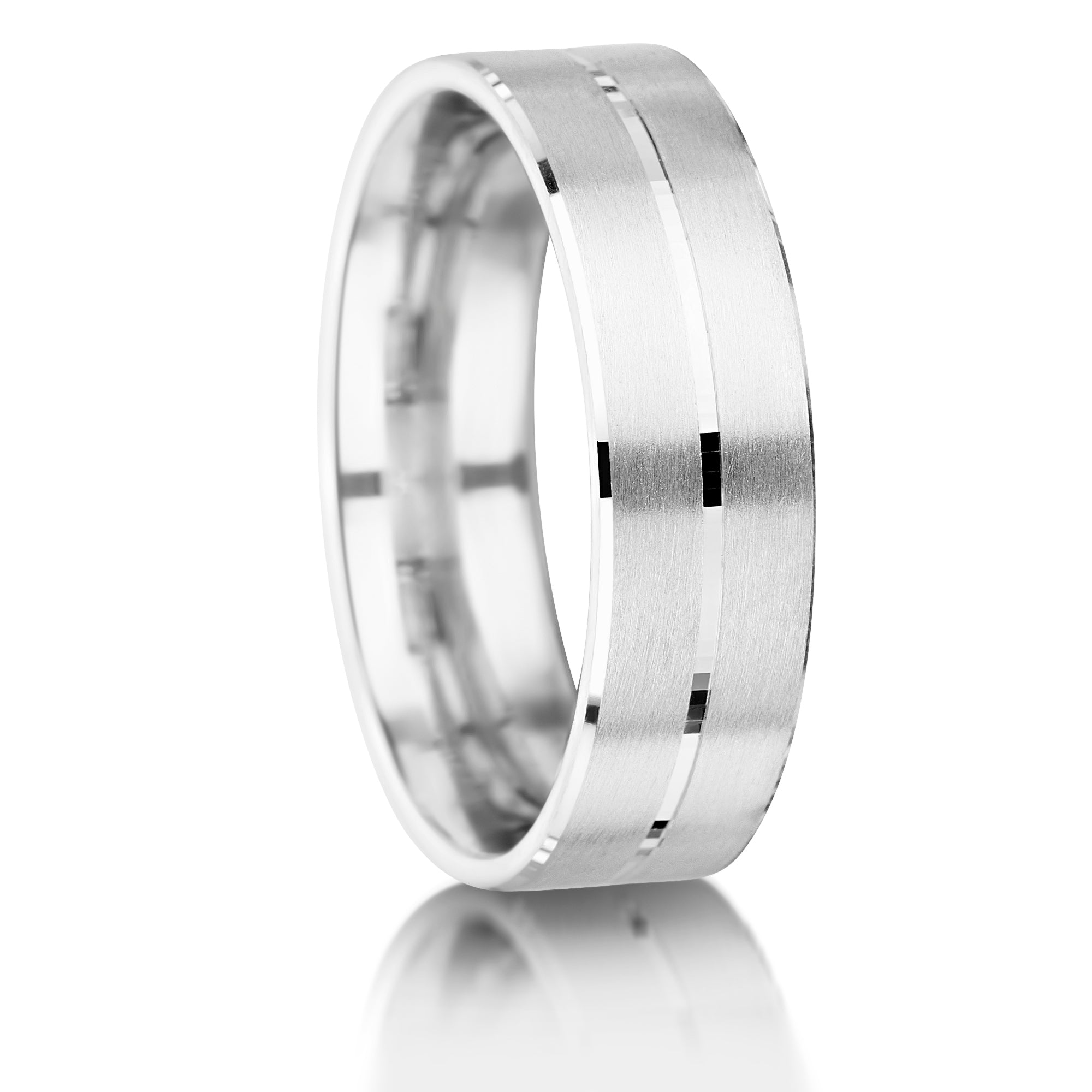 YELLOW GOLD SLIGHT COURT MATT GROOVE CENTRE 5MM WEDDING RING