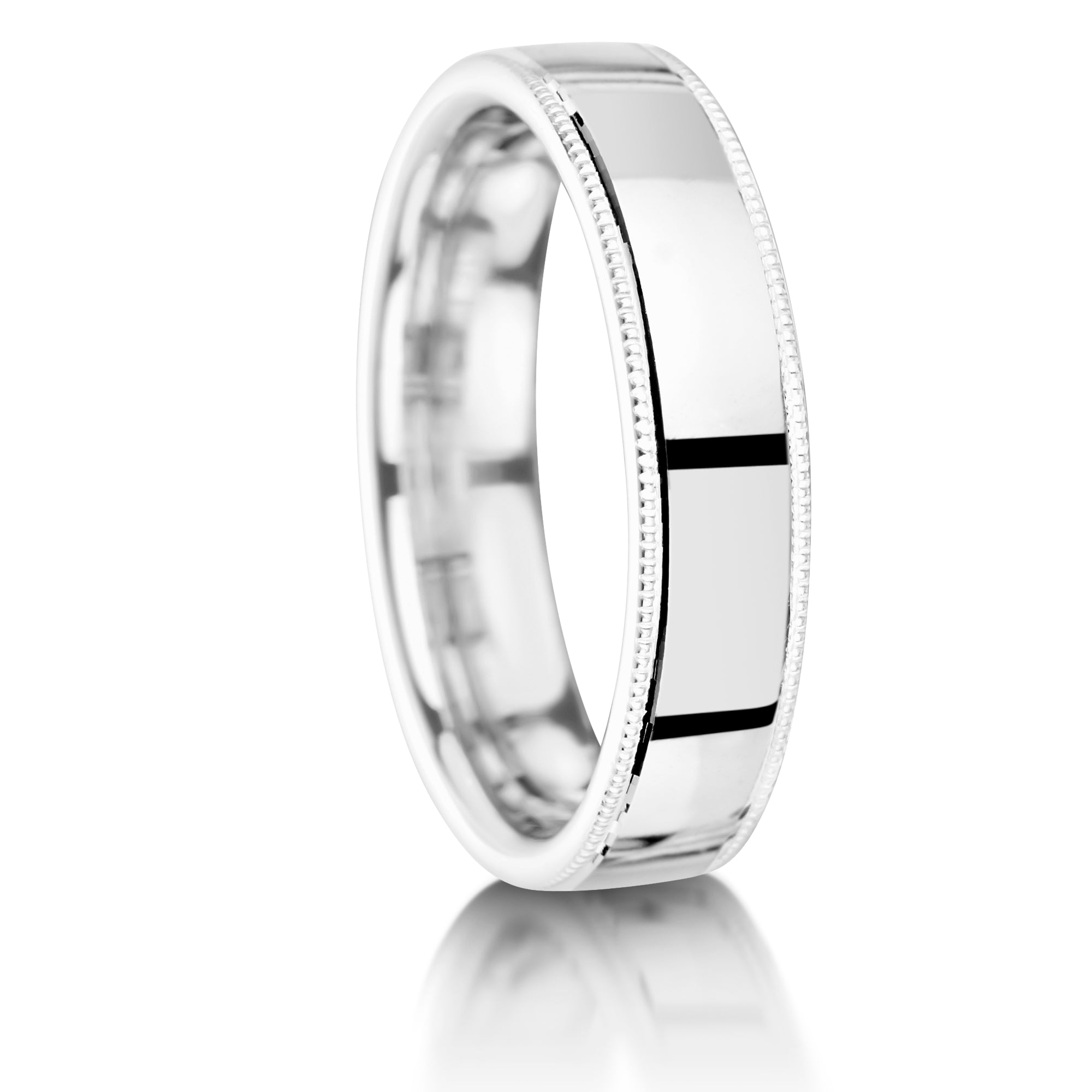 YELLOW GOLD SLIGHT COURT MILLGRAIN EDGE 5MM WEDDING RING