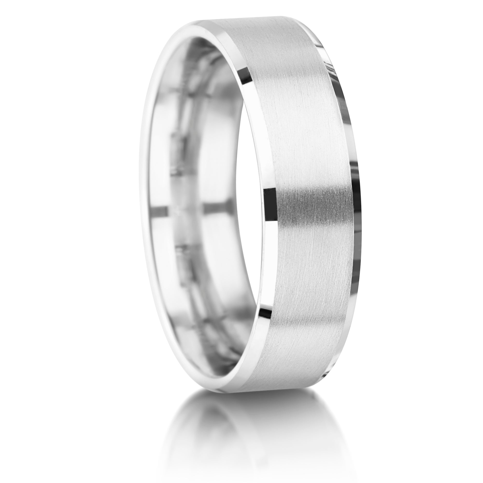 PLAIN TRADITIONAL SLIGHT COURT MATT BEVELLED EDGE MEN'S WEDDING RING