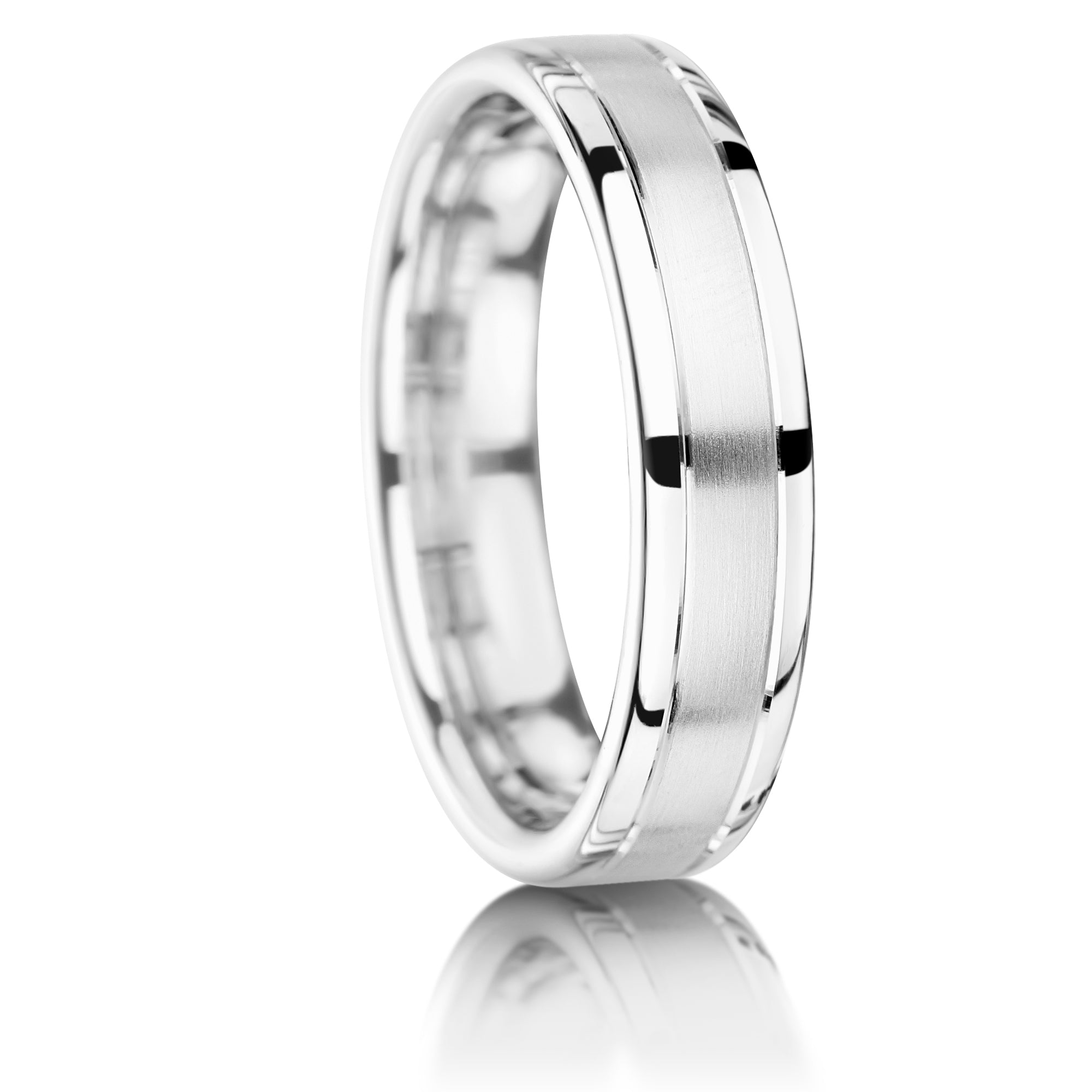 PLAIN TRADITIONAL SLIGHT COURT MATT POLISHED EDGE MEN'S WEDDING RING