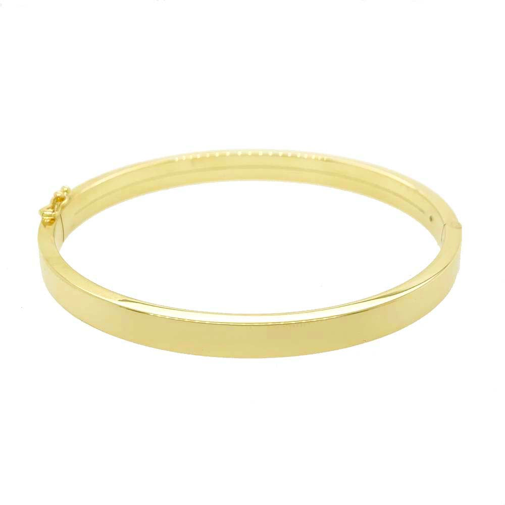 9K YELLOW GOLD SQUARE EDGE HINGED SOLID BANGLE - HARROGATE