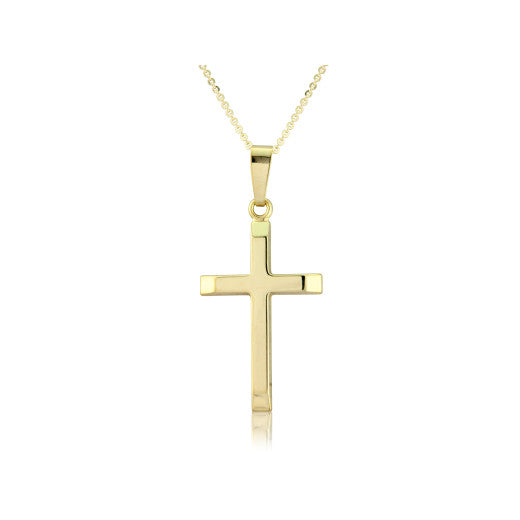 TIMELESS 9K YELLOW GOLD CROSS PENDANT NECKLACE- HARROGATE