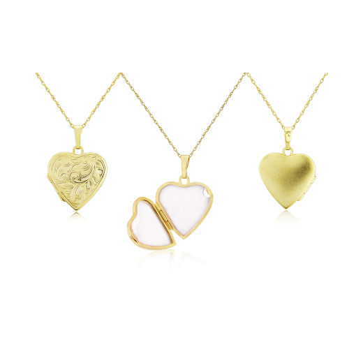9K YELLOW GOLD HEART LOCKET NECKLACE- HARROGATE