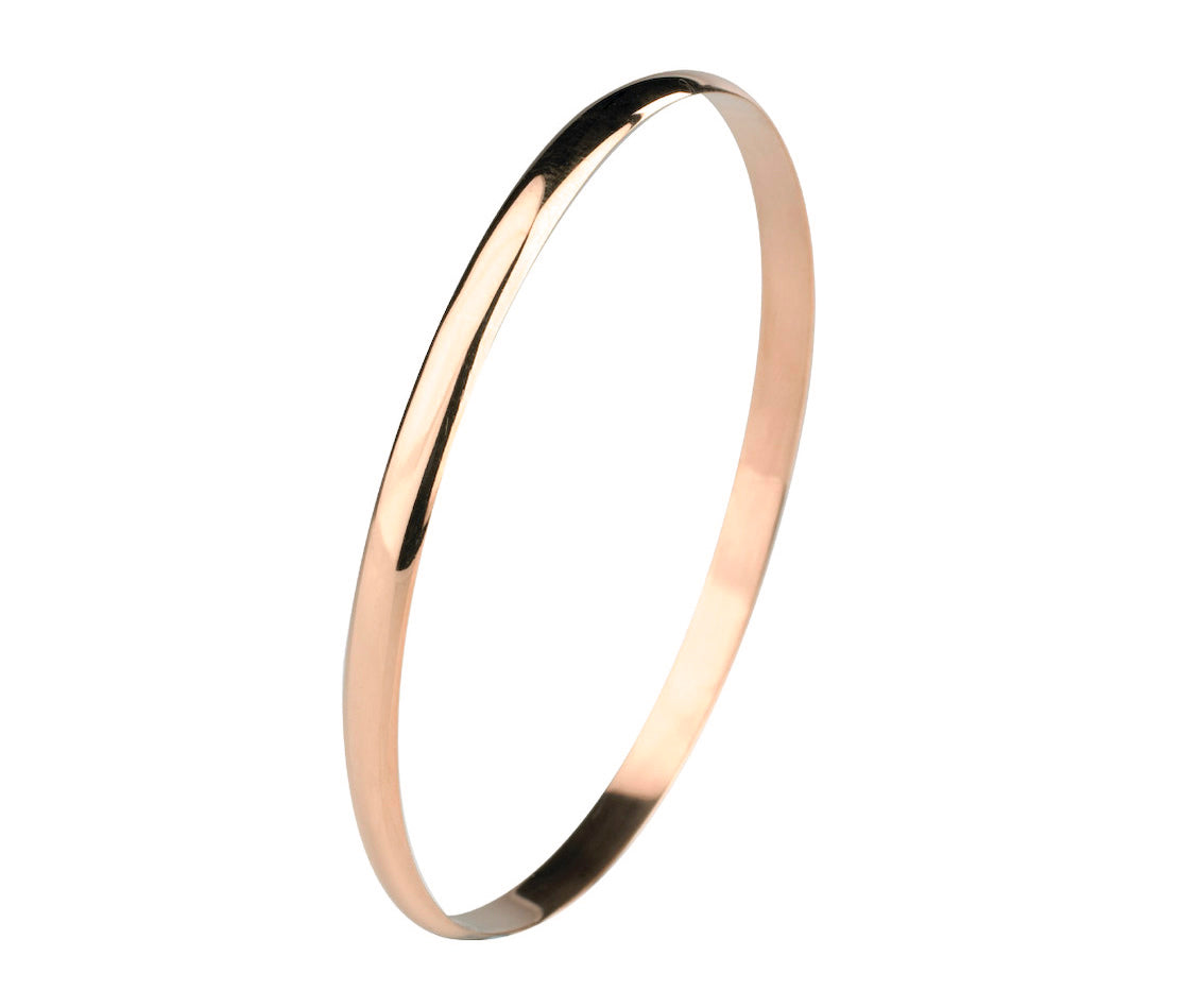 18K ROSE GOLD D SHAPED SOLID BANGLE- HARROGATE