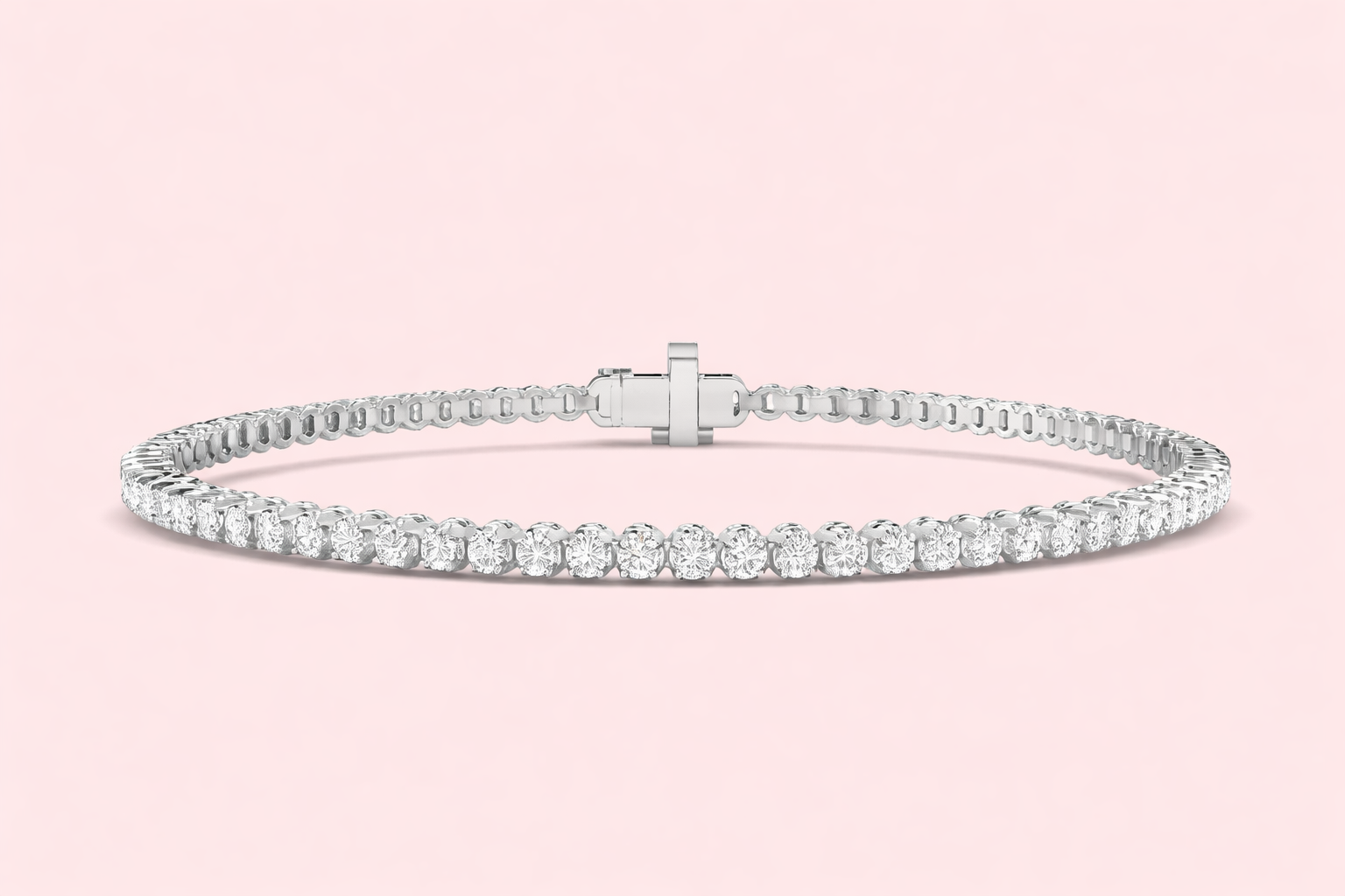 Bespoke lab-grown diamond tennis bracelet in 18k gold, handcrafted by Fogal and Barnes Harrogate