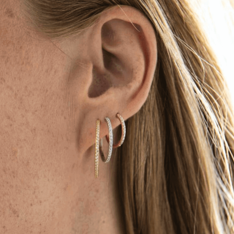 25MM EXTRA MAXI 14K YELLOW GOLD PAVE HOOP EARRINGS- HARROGATE