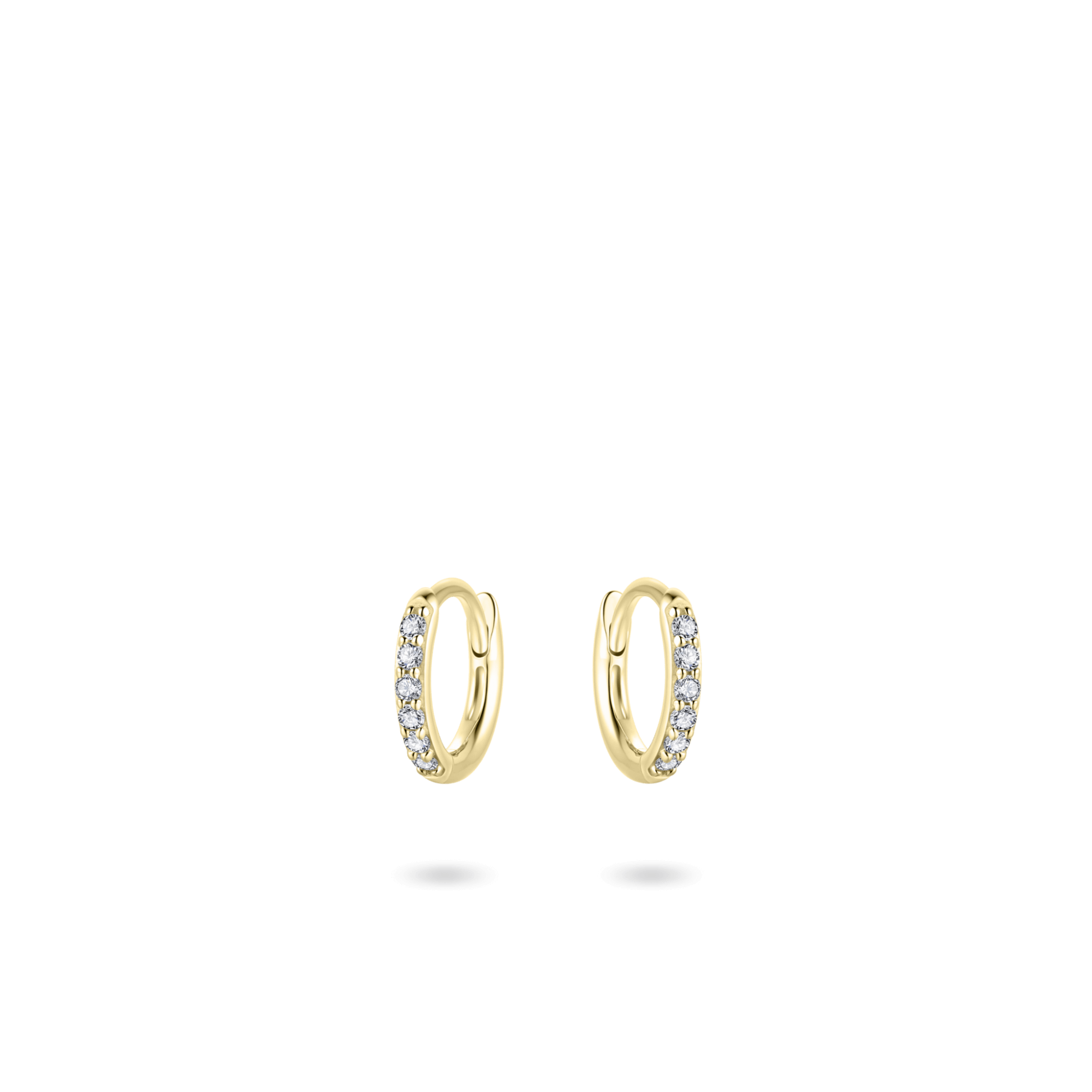 EXTRA MINI 14K YELLOW GOLD PAVE HOOP EARRINGS- HARROGATE