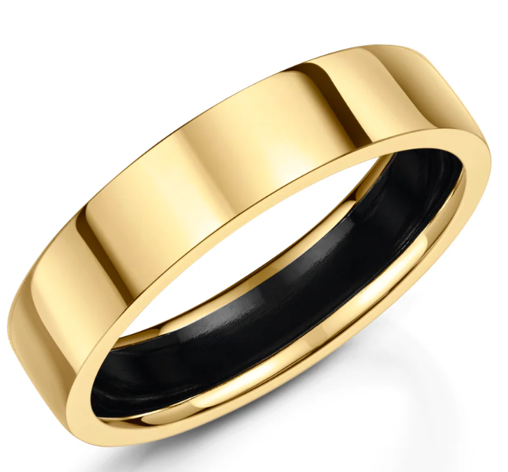 Yellow gold flat court zirconium mens wedding rings Harrogate