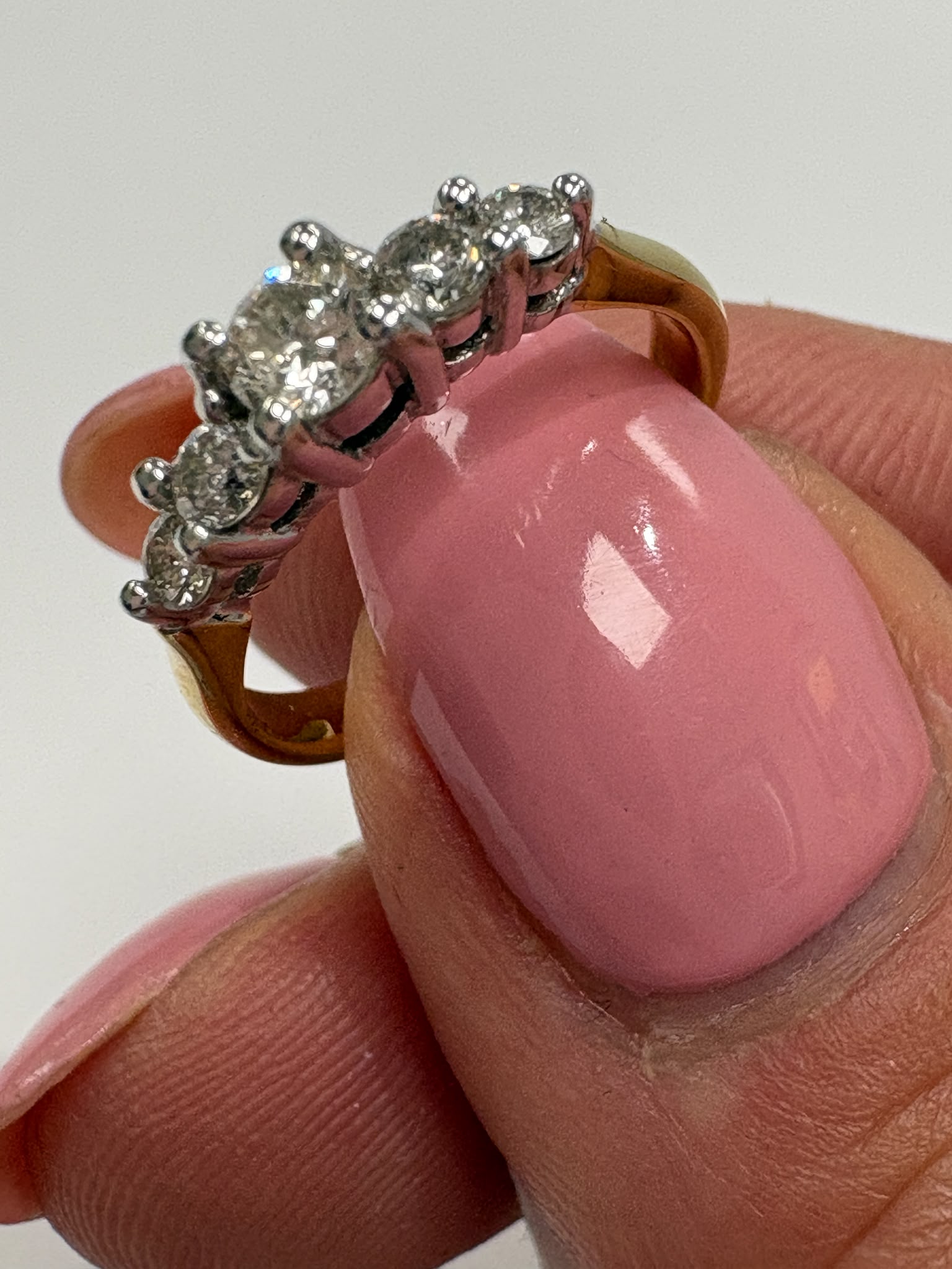 five stone diamond ring, second hand diamond ring UK, vintage diamond ring, 18ct gold diamond ring, pre-loved diamond ring Harrogate, antique diamond ring Yorkshire, 0.40ct diamond ring size J, second hand jewellery Leeds, diamond eternity style ring, buy pre-owned diamond ring UK, diamond ring near me, second hand fine jewellery Yorkshire, classic five stone ring, graduated diamond ring second hand