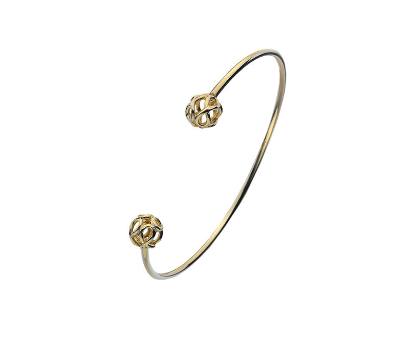 9K YELLOW GOLD INFINITY TORQUE OPEN BANGLE