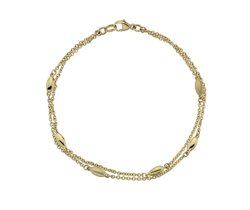9CT YELLOW GOLD POD DOUBLE STRAND BRACELET