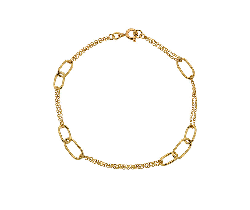 DAINTY YELLOW GOLD OBLONG STATION BRACELET
