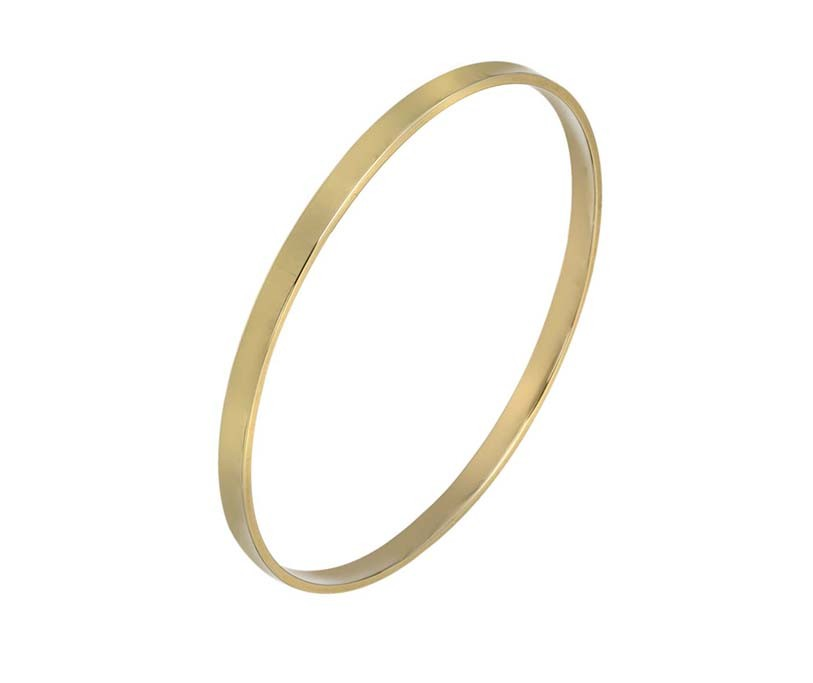 9K YELLOW GOLD RECTANGULAR BANGLE - 65MM