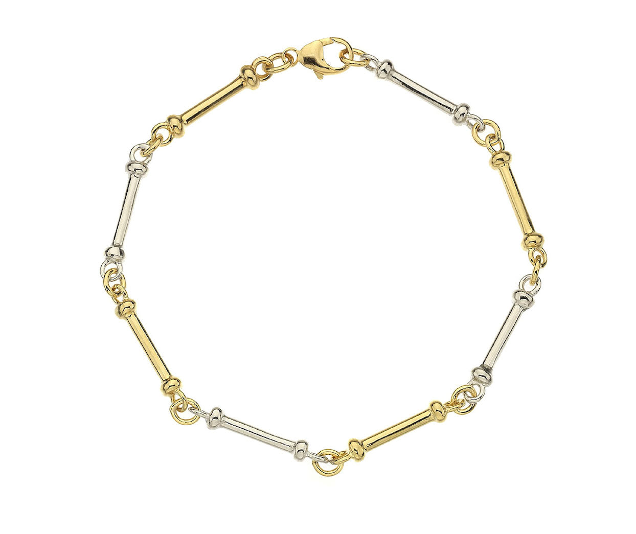 YELLOW & WHITE GOLD PILLAR ROUND BRACELET